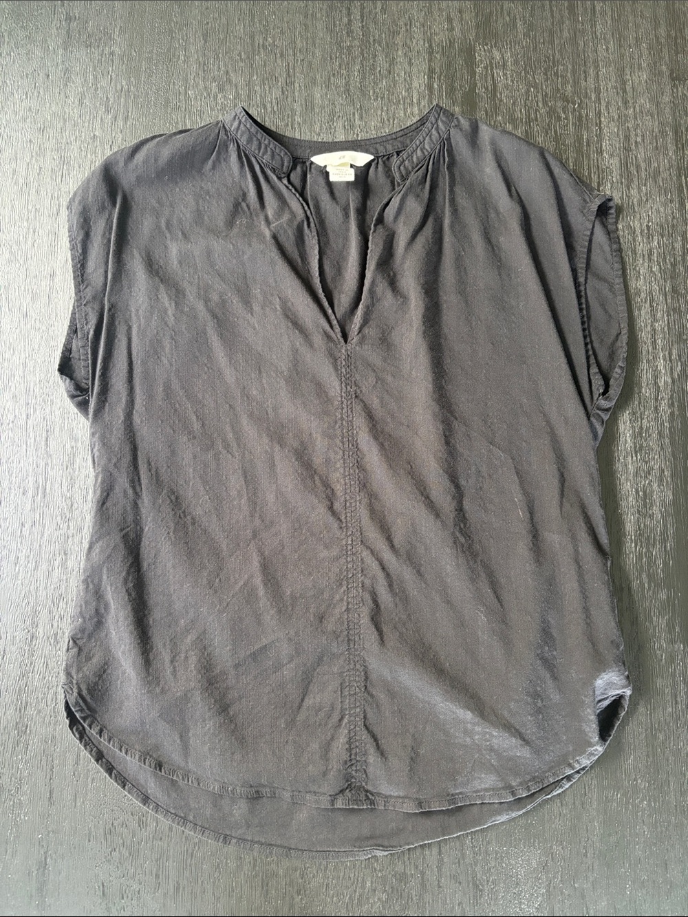 H&M Black Short-Sleeve V-Neck Blouse